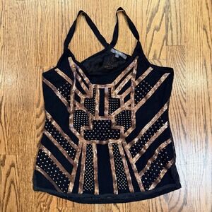 Miss Me Y2K style Embellished Top Black Lace back Size S Racer Tank